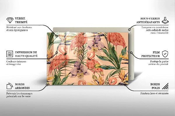 Tűzhelyvédő üveglap Flamingók illusztráció