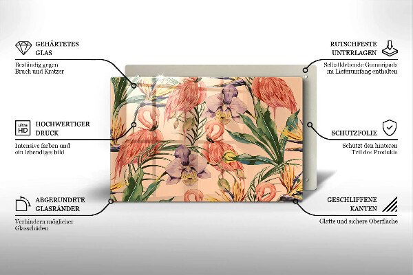 Tűzhelyvédő üveglap Flamingók illusztráció