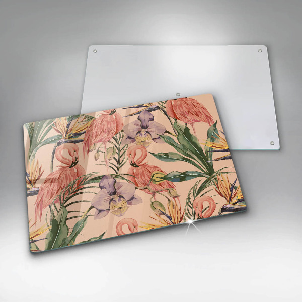 Tűzhelyvédő üveglap Flamingók illusztráció