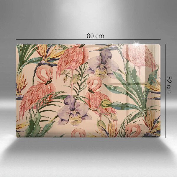 Tűzhelyvédő üveglap Flamingók illusztráció