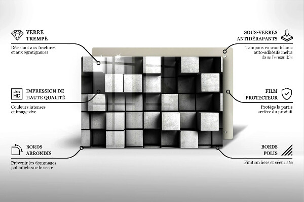 Tűzhelyvédő üveglap Absztrakt 3D négyzetek