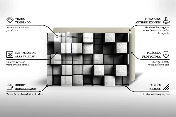 Tűzhelyvédő üveglap Absztrakt 3D négyzetek