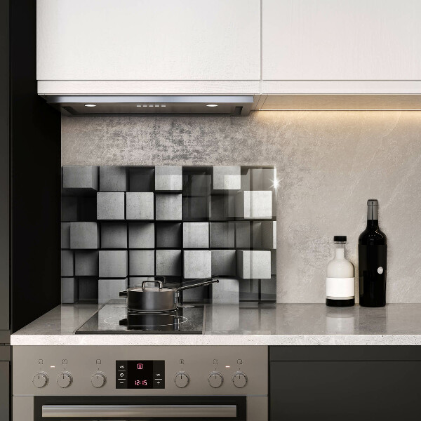 Tűzhelyvédő üveglap Absztrakt 3D négyzetek