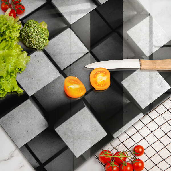 Tűzhelyvédő üveglap Absztrakt 3D négyzetek