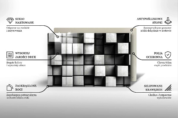 Tűzhelyvédő üveglap Absztrakt 3D négyzetek