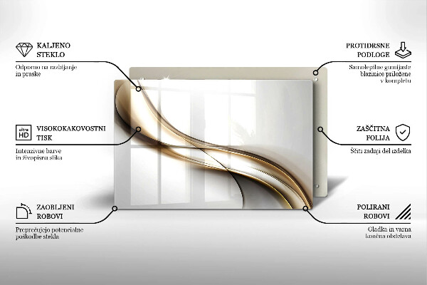 Főzőlap védő üveglap Lágy vonalak absztrakciója