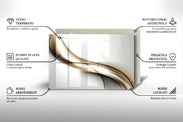 Főzőlap védő üveglap Lágy vonalak absztrakciója