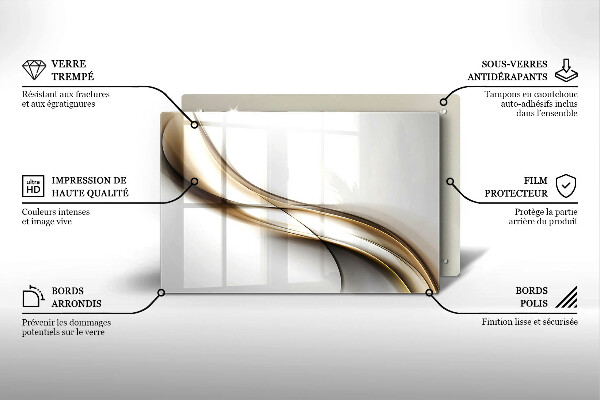 Főzőlap védő üveglap Lágy vonalak absztrakciója