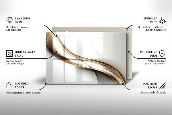 Főzőlap védő üveglap Lágy vonalak absztrakciója