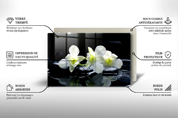 Tűzhelyvédő üveglap Fehér virágok a zen vízben