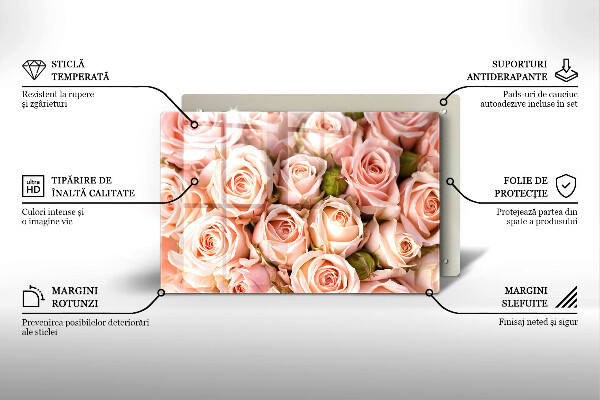 Tűzhelyvédő üveglap Csokor finom rózsa