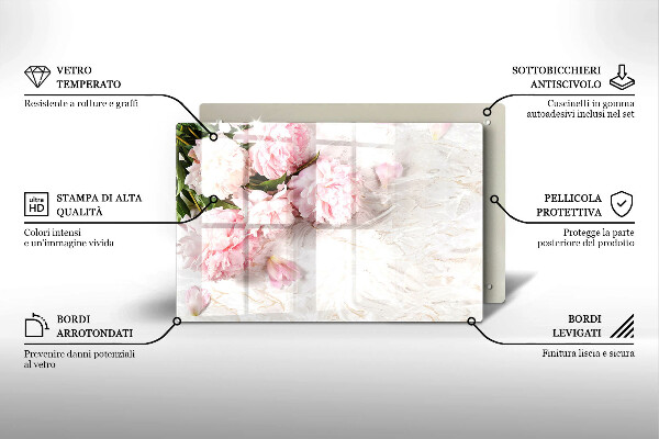 Főzőlap védő üveglap Finom rózsa virágok