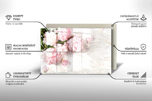 Főzőlap védő üveglap Finom rózsa virágok