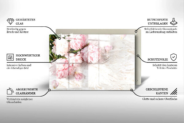 Főzőlap védő üveglap Finom rózsa virágok