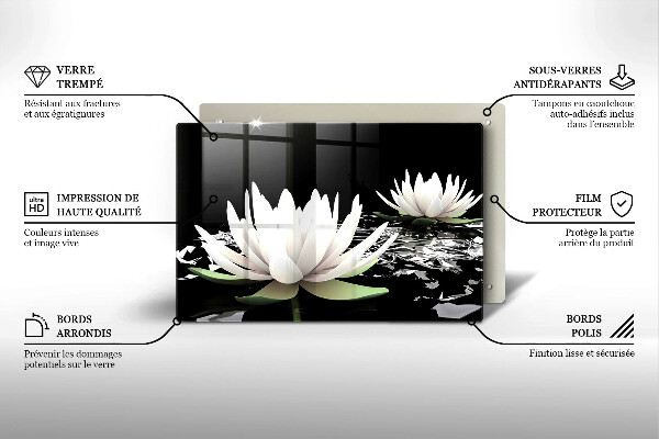 Tűzhelyvédő üveglap Fehér liliomok a vízen