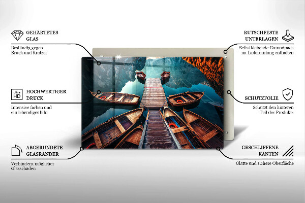 Főzőlap védő üveglap Csónakok a tavon