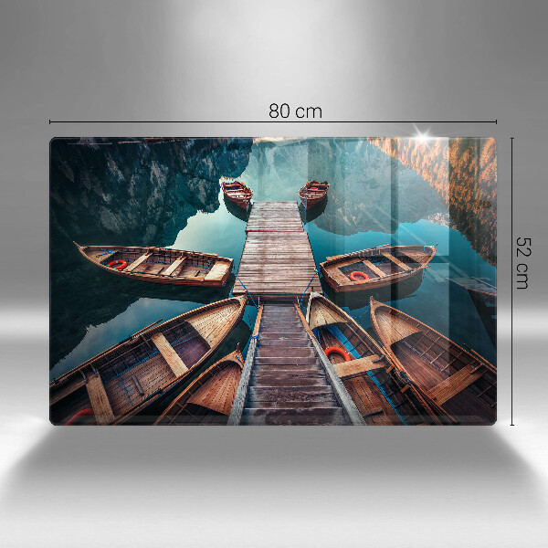 Főzőlap védő üveglap Csónakok a tavon