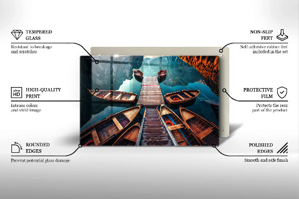 Főzőlap védő üveglap Csónakok a tavon