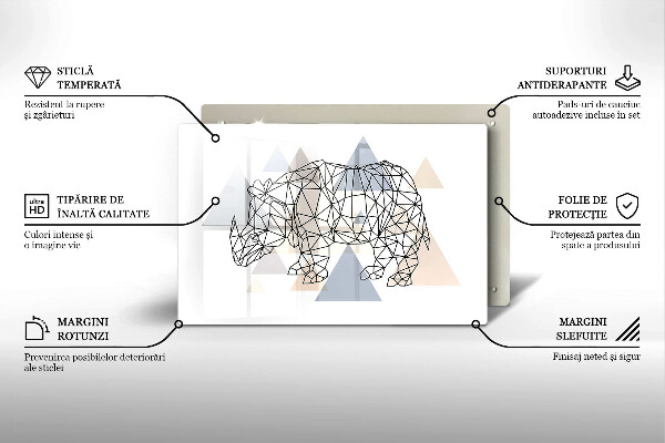 Főzőlap védő üveglap Line art orrszarvú