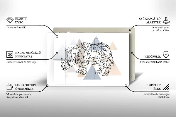 Főzőlap védő üveglap Line art orrszarvú