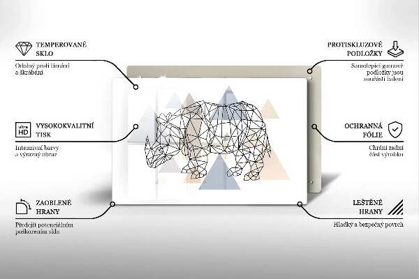 Főzőlap védő üveglap Line art orrszarvú