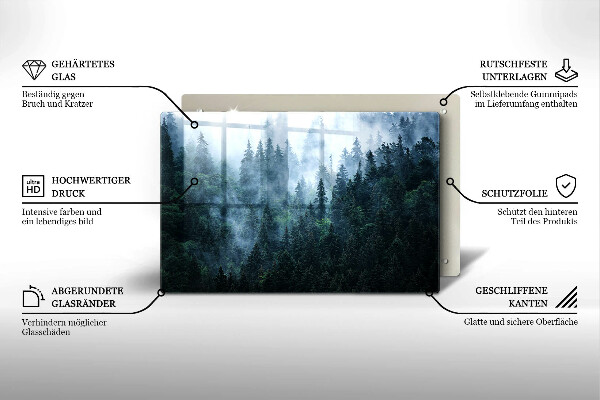 Főzőlap védő üveglap Erdei fák és köd