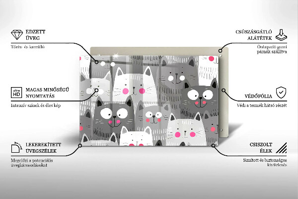 Főzőlap védő üveglap Macskák illusztráció