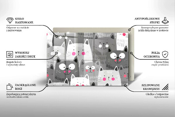 Főzőlap védő üveglap Macskák illusztráció