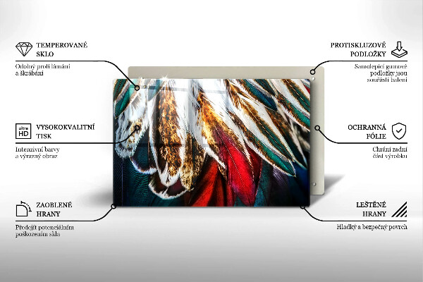 Főzőlap védő üveglap Boho madártollak