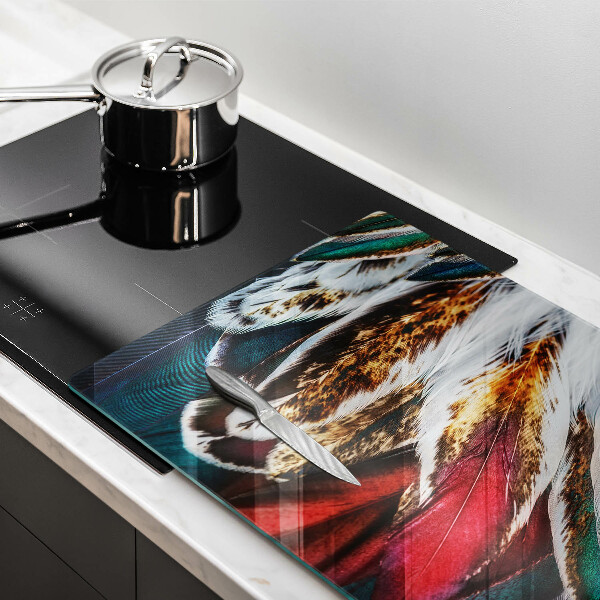 Főzőlap védő üveglap Boho madártollak