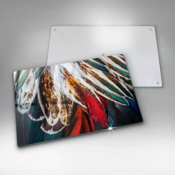 Főzőlap védő üveglap Boho madártollak