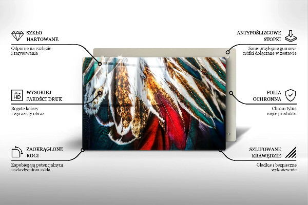 Főzőlap védő üveglap Boho madártollak