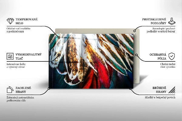 Főzőlap védő üveglap Boho madártollak