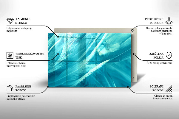 Tűzhelyvédő üveglap Finom tollak