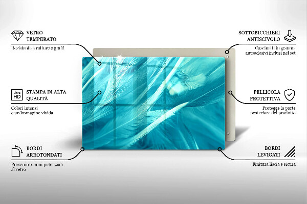 Tűzhelyvédő üveglap Finom tollak