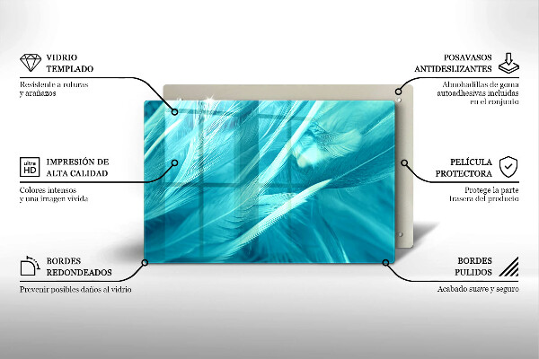 Tűzhelyvédő üveglap Finom tollak