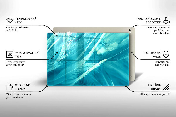 Tűzhelyvédő üveglap Finom tollak