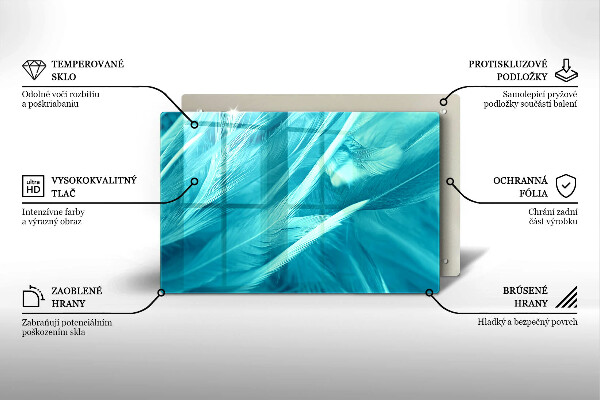 Tűzhelyvédő üveglap Finom tollak