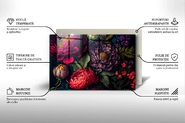 Tűzhelyvédő üveglap Gyönyörű virágok