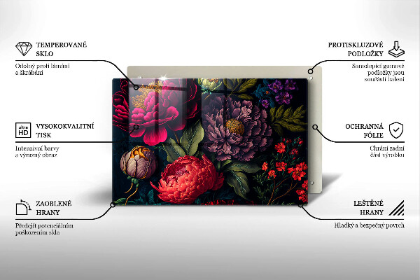 Tűzhelyvédő üveglap Gyönyörű virágok