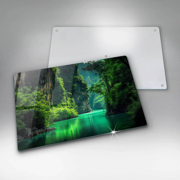 Tűzhelyvédő üveglap Lagúna táj