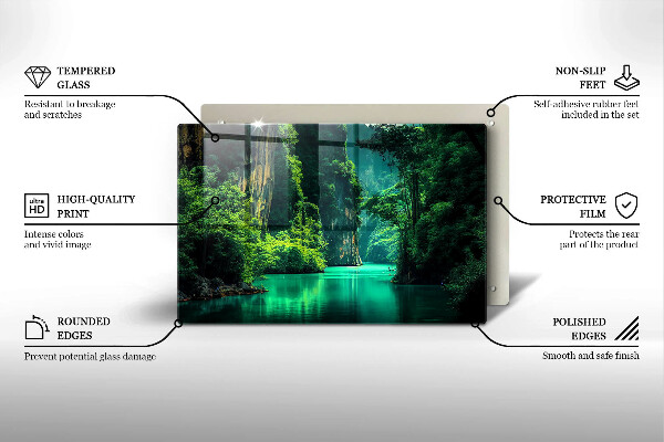 Tűzhelyvédő üveglap Lagúna táj