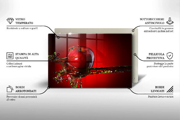 Tűzhelyvédő üveglap Alma gyümölcs vízben
