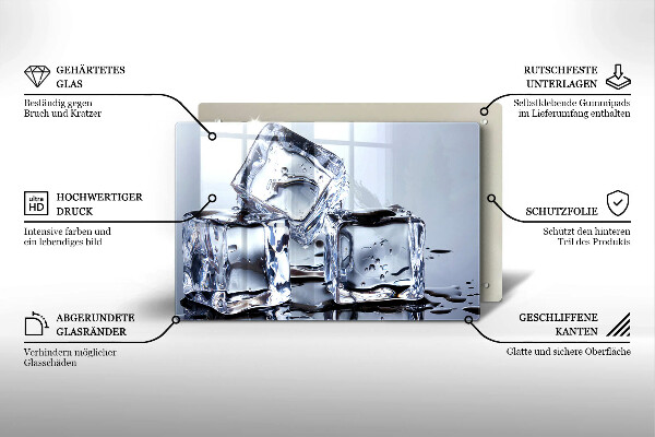 Tűzhelyvédő üveglap Jégkockák
