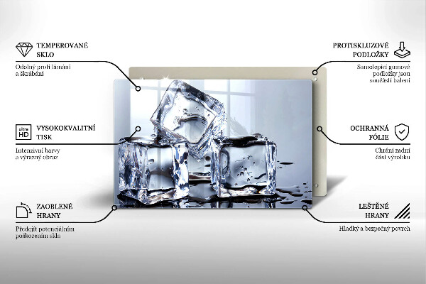 Tűzhelyvédő üveglap Jégkockák