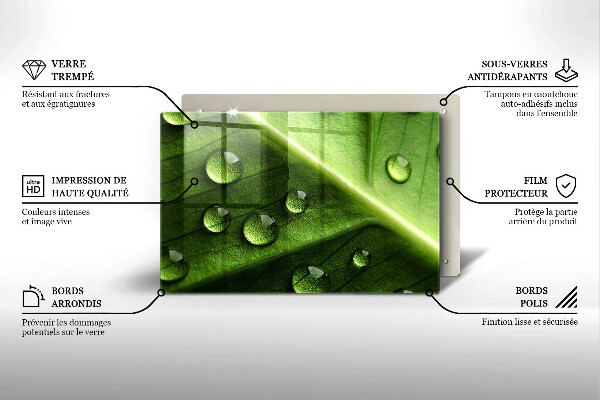 Tűzhelyvédő üveglap Természet harmat és levél