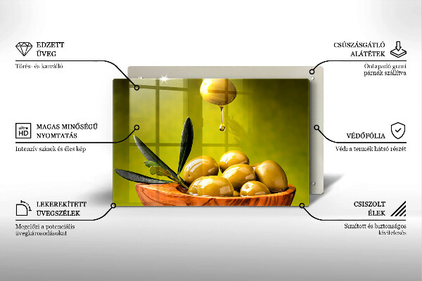 Tűzhelyvédő üveglap Ízletes olajbogyó