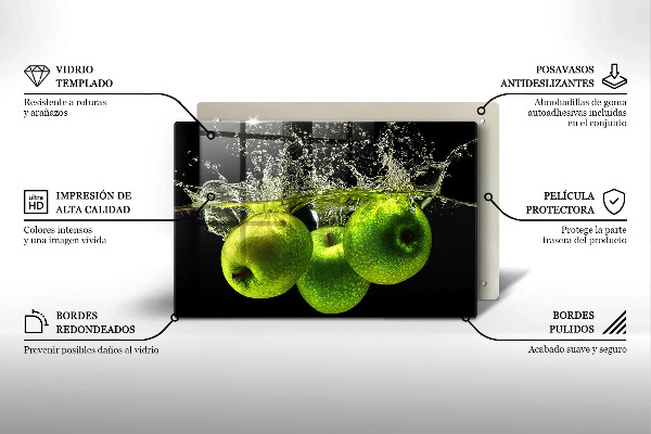 Főzőlap védő üveglap Zöld alma és víz