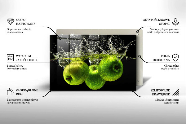 Főzőlap védő üveglap Zöld alma és víz