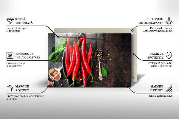 Főzőlap védő üveglap Piros chili paprika